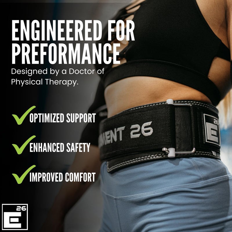 Element 26 Hybrid Leather Weight Lifting Belt for Men & Women - Self locking Adjustable Leather Belt for Powerlifting, Olympic lifting & Functional Fitness - Weight Belt, Squat Belt, Back Support - Image 4